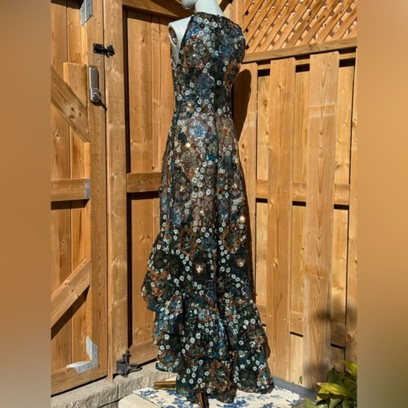 🆕 BRONX & BANCO🧿 NWOT Sicilia Blue Sequin Fluted Hem Maxi Dress Sz M US 6 - Picture 8 of 16